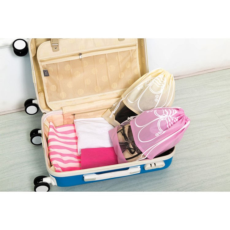 10 Pcs/Lot Dual Drawstring Non-Woven Shoe Storage Bag with Clear View Window - Pink / Size: L-7