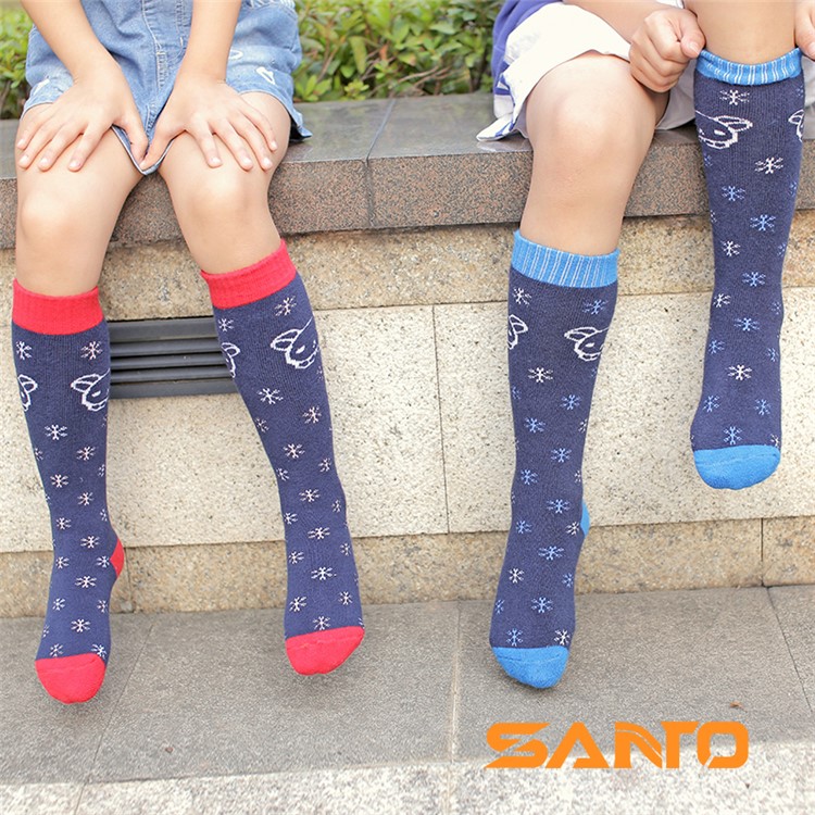 12 Pairs of SATNO Outdoor Knee-High Warm Skiing Socks for Kids S075 XS Size - Snow Pattern / Red-2