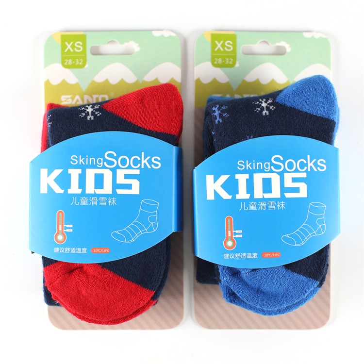 12 Pairs of SATNO Outdoor Knee-High Warm Skiing Socks for Kids S075 XS Size - Snow Pattern / Red-3