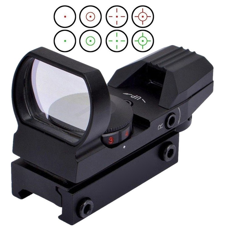 Red and Green Reflex Sight with 4 Reticles - Black-1