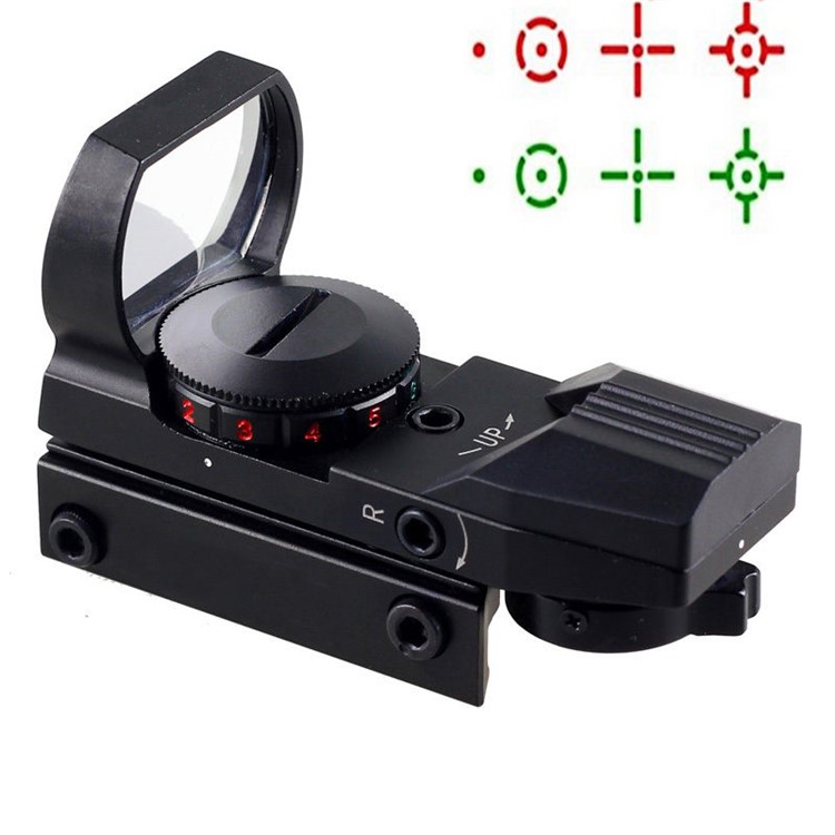 Red and Green Reflex Sight with 4 Reticles - Black-2