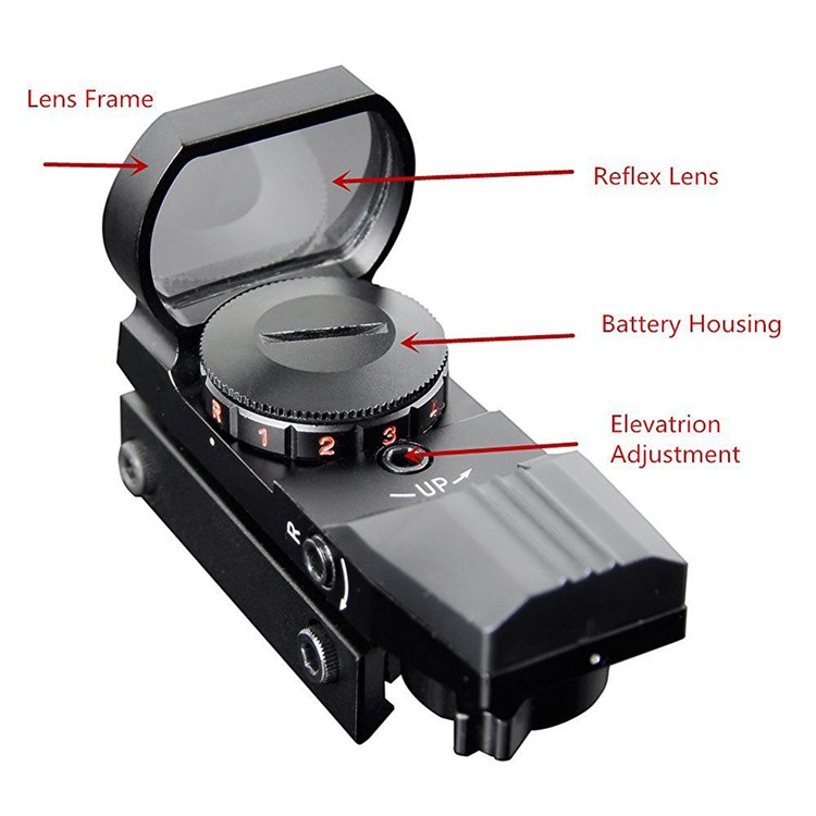 Red and Green Reflex Sight with 4 Reticles - Black-9