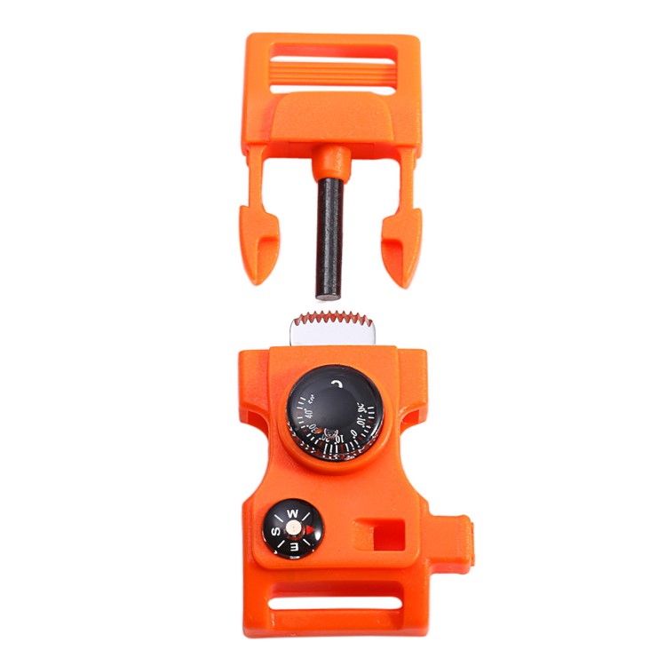 2pcs Multifunctional Survival Fire Starters with Compass Whistle Scraper - Orange-1