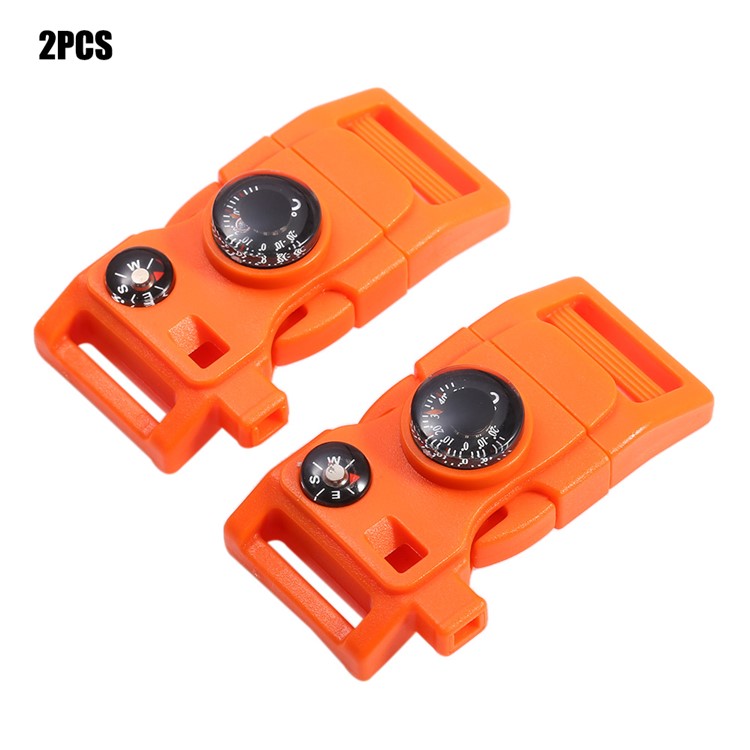 2pcs Multifunctional Survival Fire Starters with Compass Whistle Scraper - Orange-3