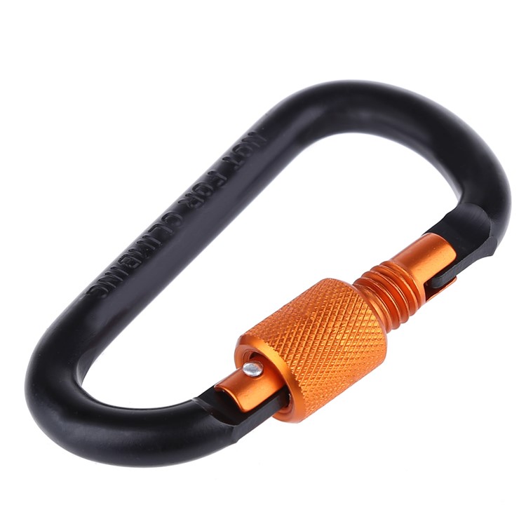 D Shape Aluminum Alloy Carabiner Buckle for Outdoor Hiking Climbing - Black-1