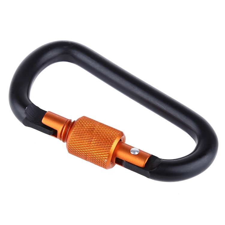 D Shape Aluminum Alloy Carabiner Buckle for Outdoor Hiking Climbing - Black-2