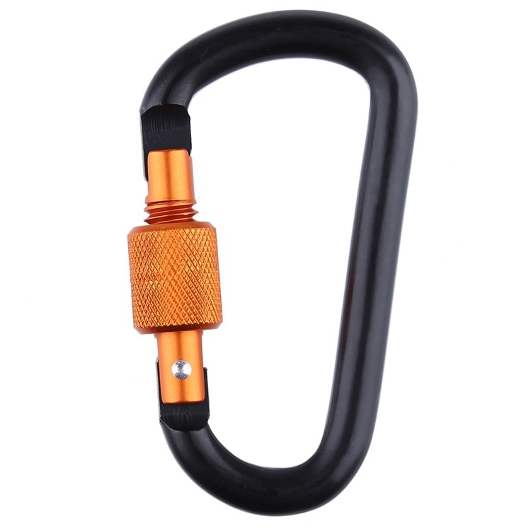 D Shape Aluminum Alloy Carabiner Buckle for Outdoor Hiking Climbing - Black-3
