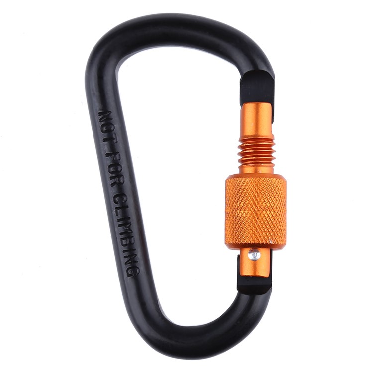 D Shape Aluminum Alloy Carabiner Buckle for Outdoor Hiking Climbing - Black-4