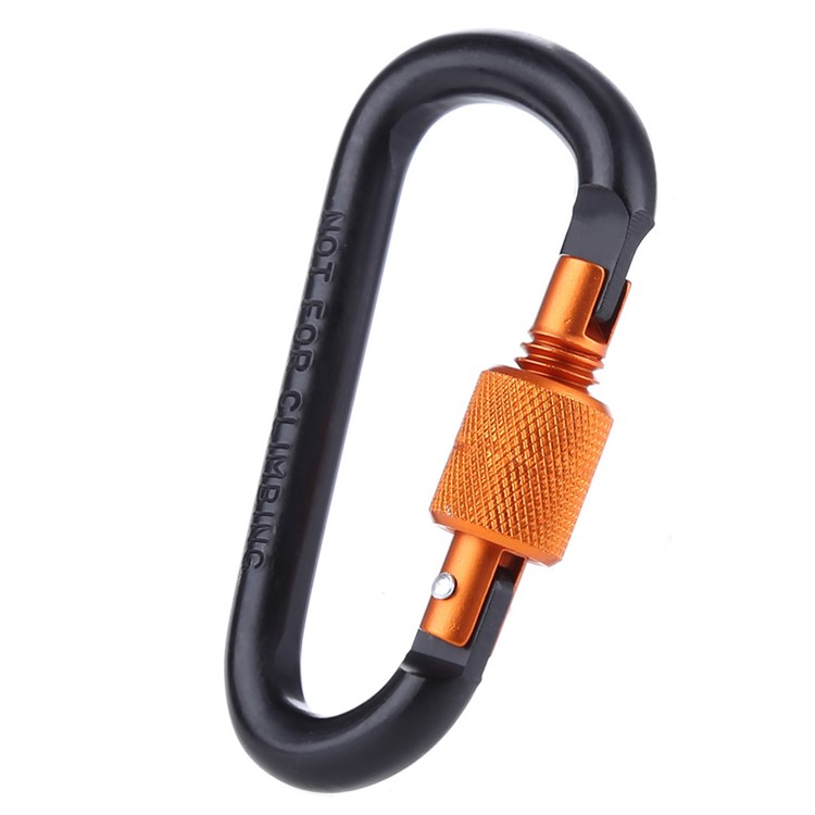 D Shape Aluminum Alloy Carabiner Buckle for Outdoor Hiking Climbing - Black-5