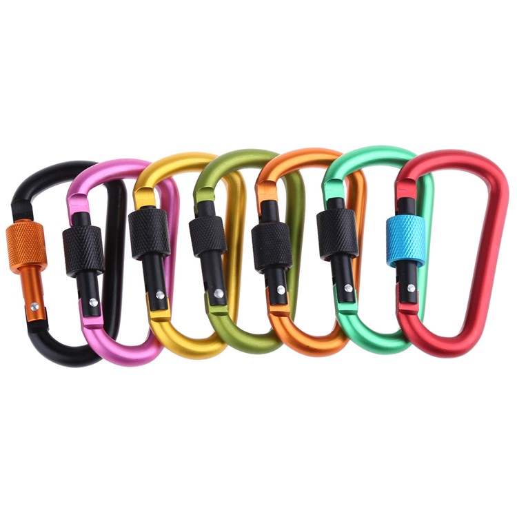 D Shape Aluminum Alloy Carabiner Buckle for Outdoor Hiking Climbing - Black-6