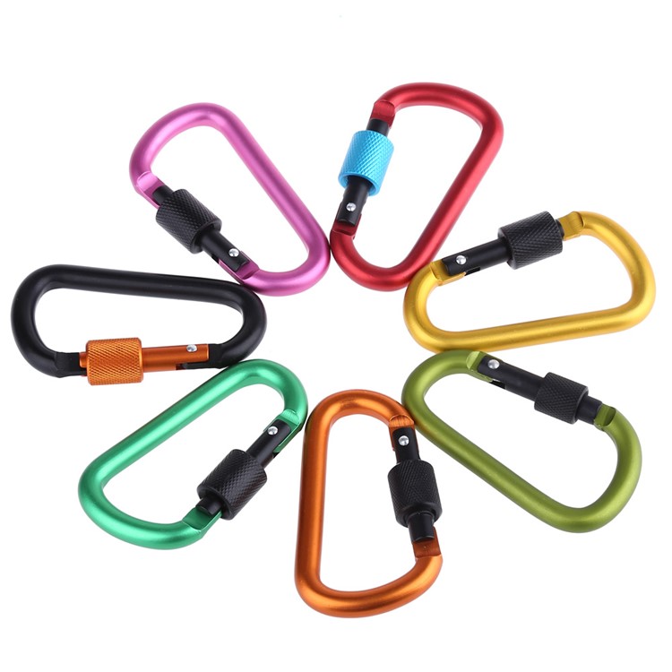 D Shape Aluminum Alloy Carabiner Buckle for Outdoor Hiking Climbing - Black-7