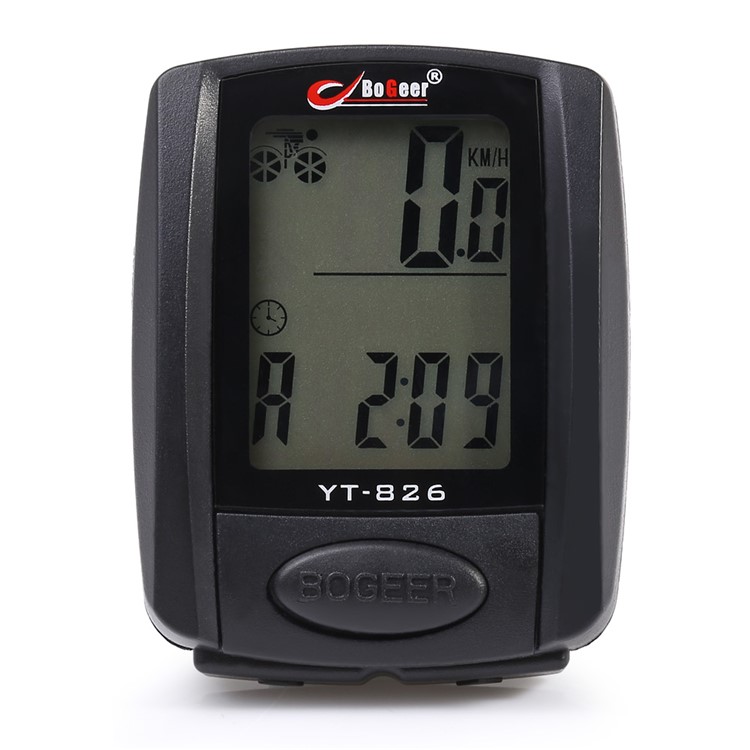 BOGEER YT-826 Wired Backlit Bike Computer with Stopwatch Clock Function - Black-1