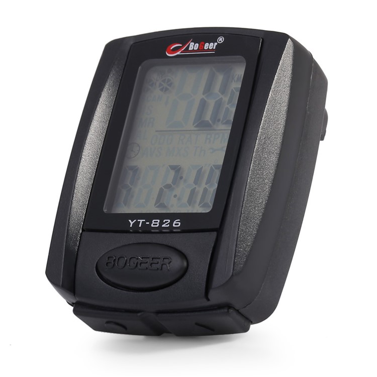 BOGEER YT-826 Wired Backlit Bike Computer with Stopwatch Clock Function - Black-2