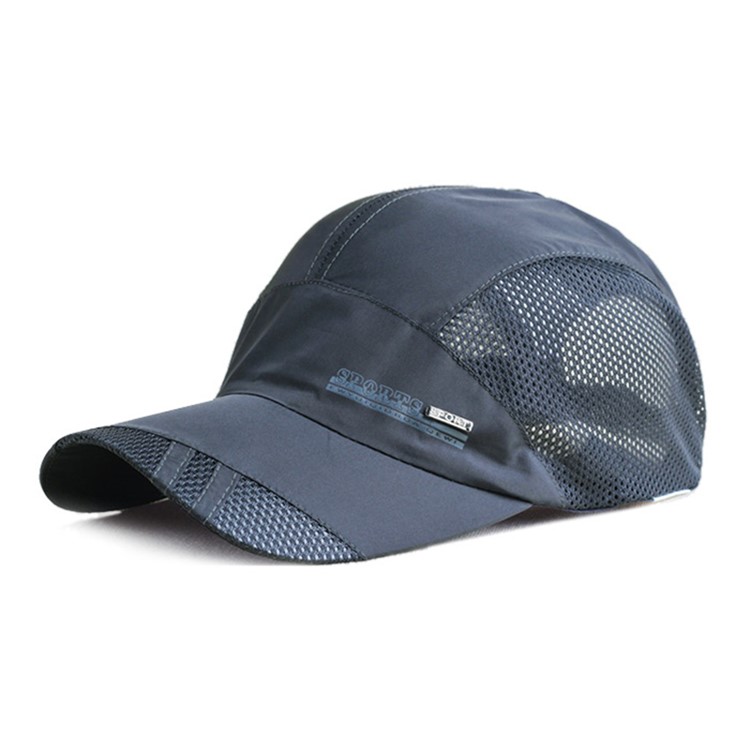 Outdoor Baseball Sun Block Mesh Hat Unisex Quick Dry Cap - Dark Grey-1