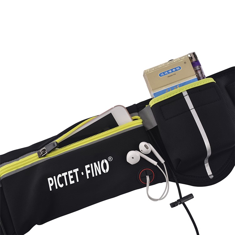 Pictet. Fino RH42 Saco de Cintura Com Zíper Para Viajar Correr Correndo - Preto-5