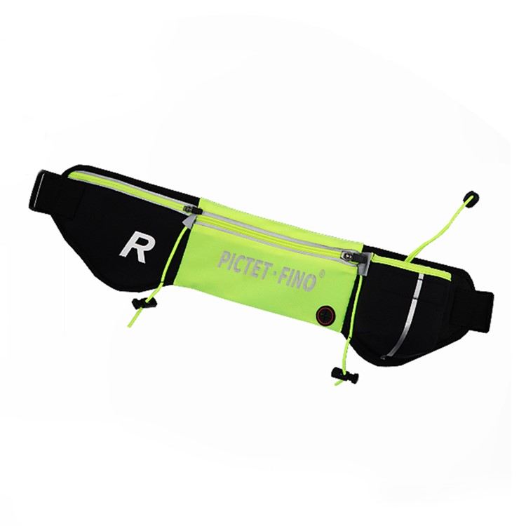 ROMIX RH42 Zippered Sports Waist Belt Bag for Running Jogging Traveling - Black / Green-1