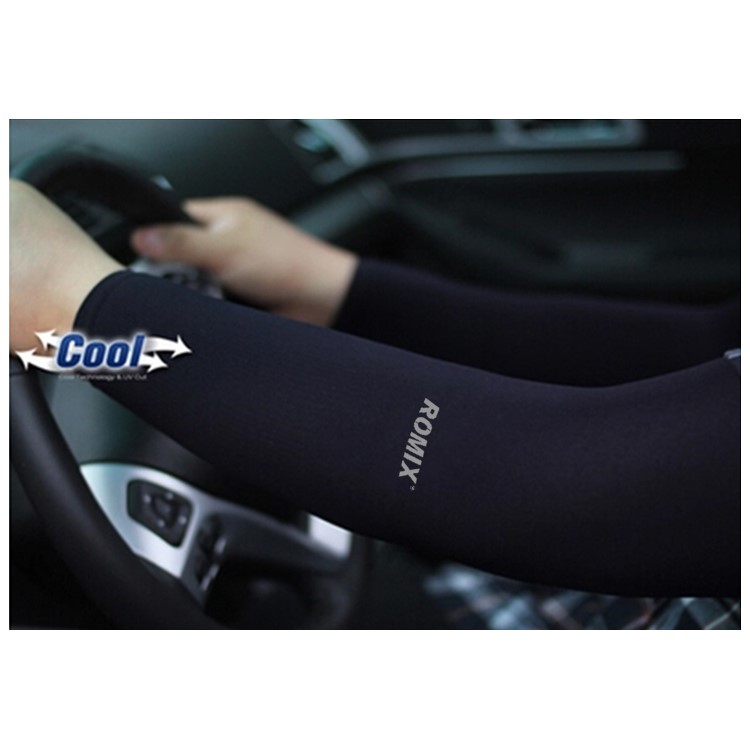 1 Pair ROMIX RH41 Cooling Arm Sleeves UV Protection for Bike Hike Golf Cycle Drive etc - Black-4