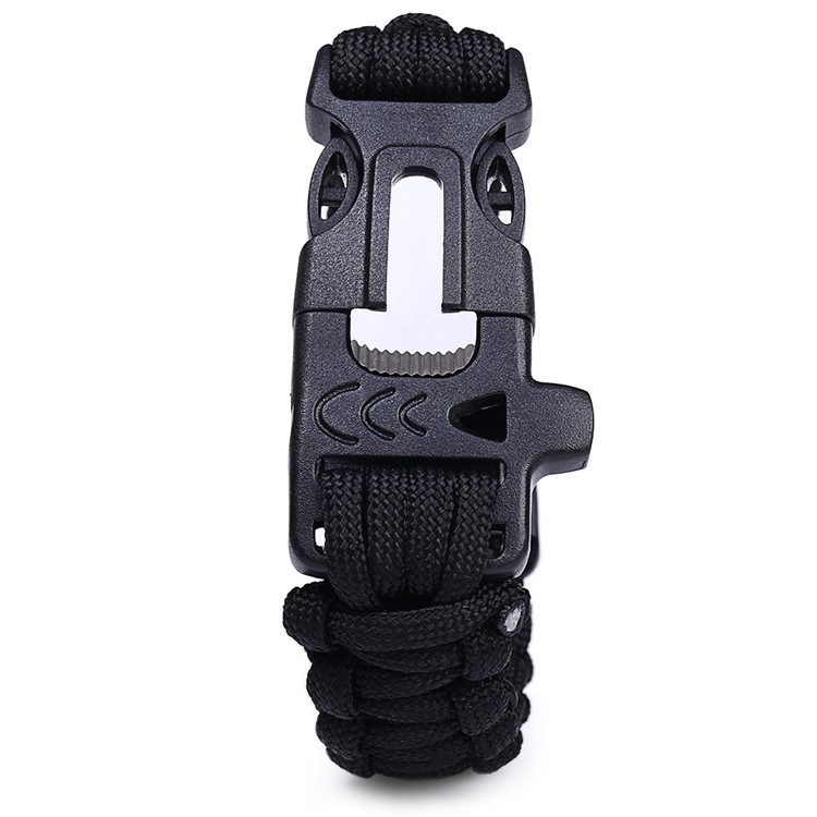 Outdoor Multi-purpose Survival Paracord Emergency Bracelet with Fire Starter/Whistle/Compass - Black-2