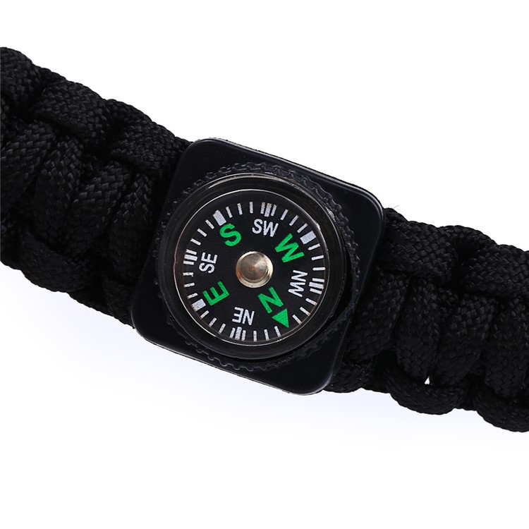 Outdoor Multi-purpose Survival Paracord Emergency Bracelet with Fire Starter/Whistle/Compass - Black-4
