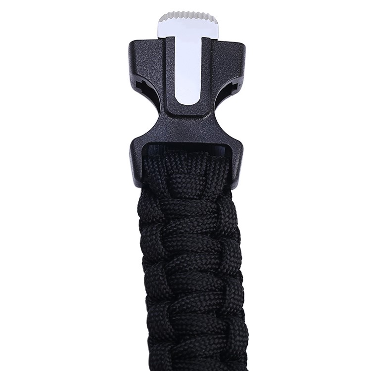 Outdoor Multi-purpose Survival Paracord Emergency Bracelet with Fire Starter/Whistle/Compass - Black-5