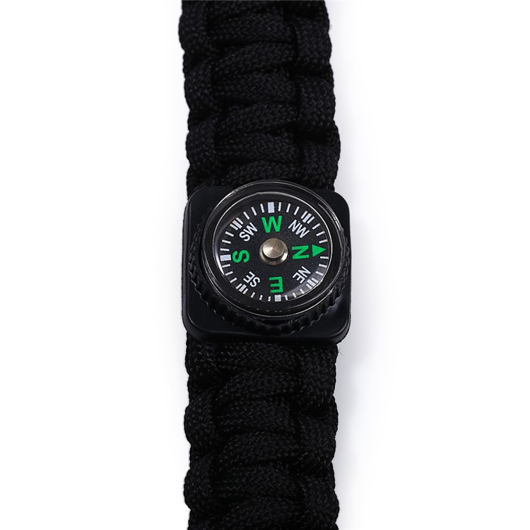 Outdoor Multi-purpose Survival Paracord Emergency Bracelet with Fire Starter/Whistle/Compass - Black-6