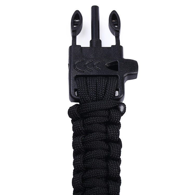 Outdoor Multi-purpose Survival Paracord Emergency Bracelet with Fire Starter/Whistle/Compass - Black-7