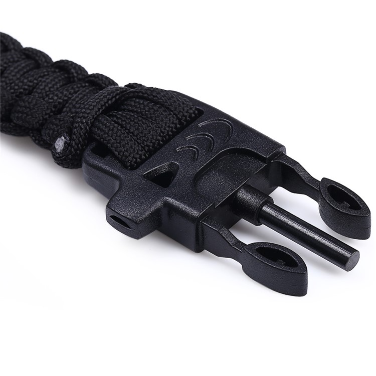 Outdoor Multi-purpose Survival Paracord Emergency Bracelet with Fire Starter/Whistle/Compass - Black-8