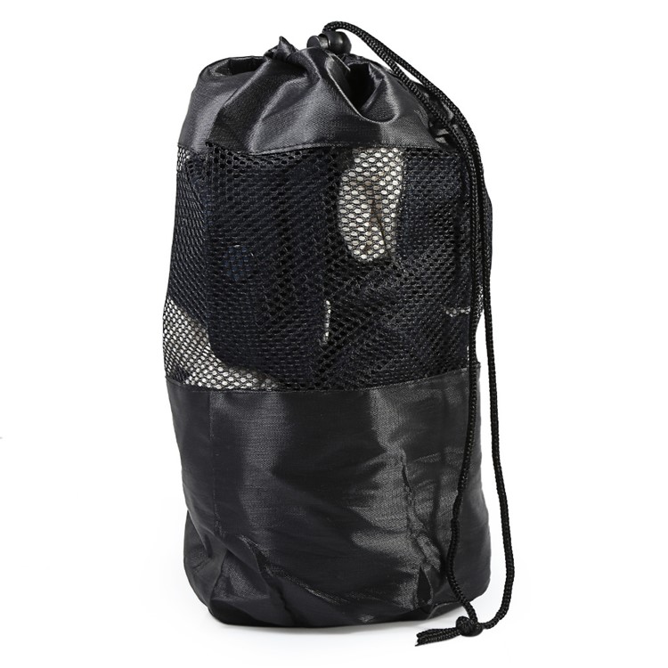 Oxford Fabric Breathable Mesh Yoga Towel Pouch Bag with Drawstring - Black-2
