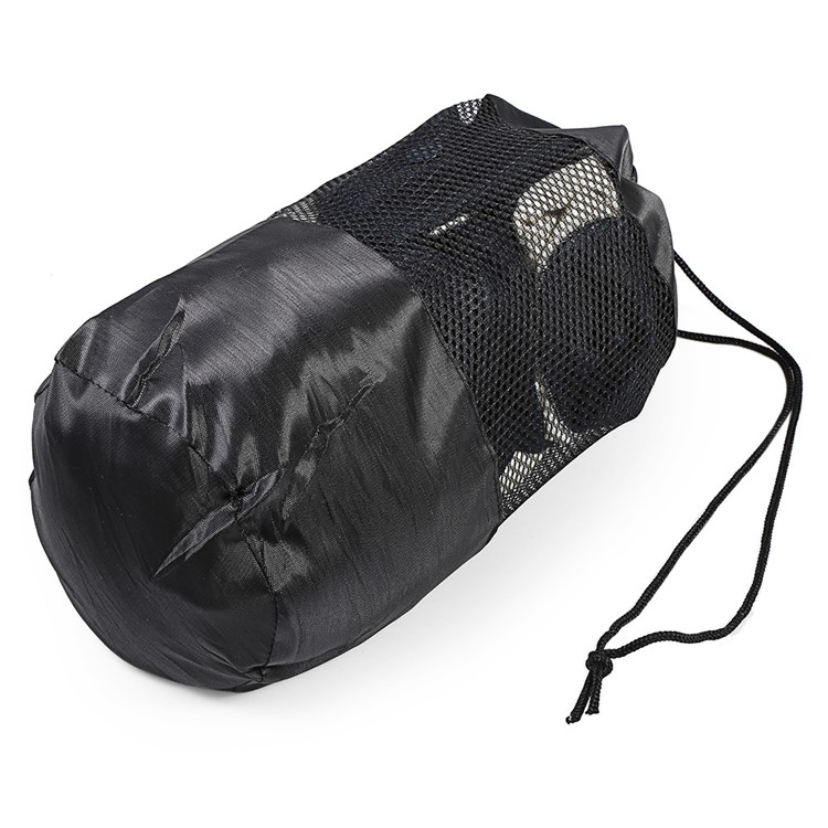 Oxford Fabric Breathable Mesh Yoga Towel Pouch Bag with Drawstring - Black-3