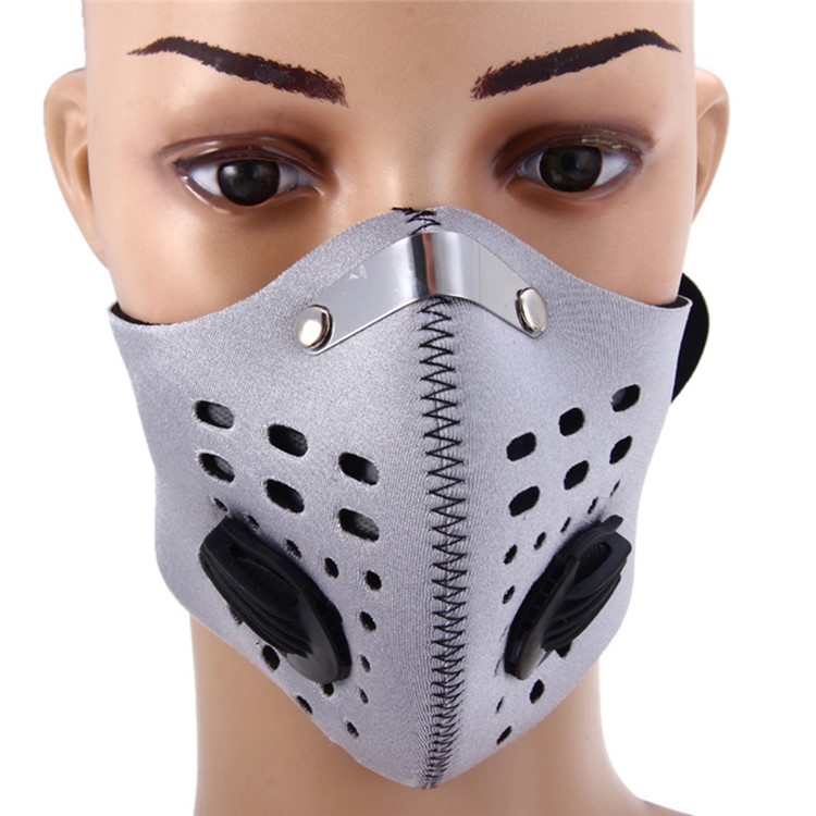 Outdoor Sports Cycling Activated Carbon Filter Mask Face Mask - Grey-1