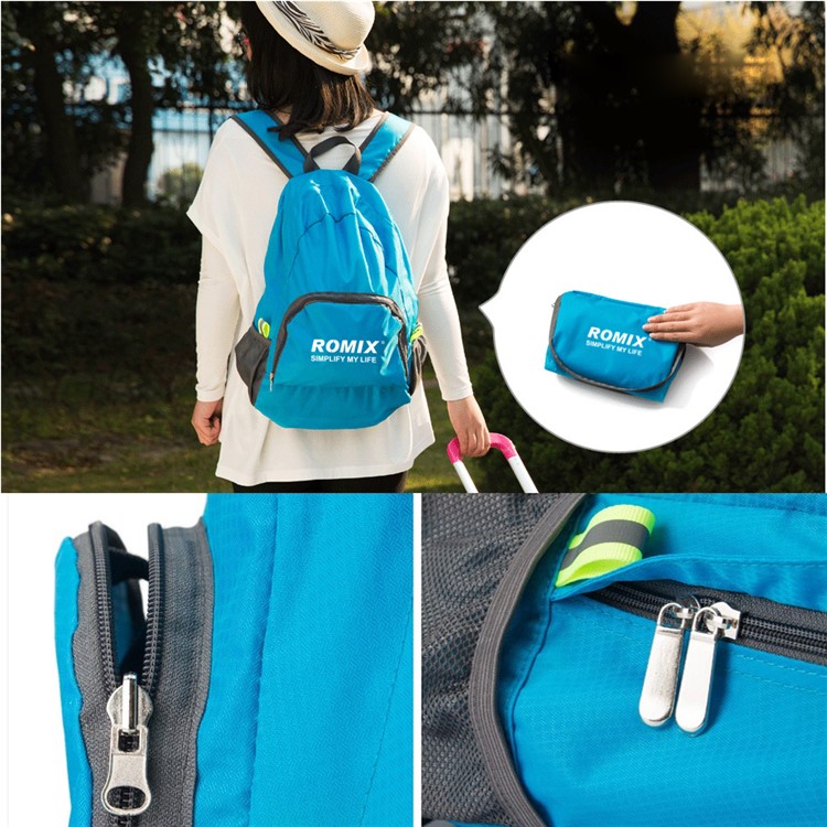 ROMIX RH27 Folding Travel Nylon Splash-proof Backpack Bag - Blue-1