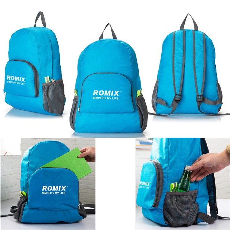ROMIX RH27 Folding Travel Nylon Splash-proof Backpack Bag - Blue-2
