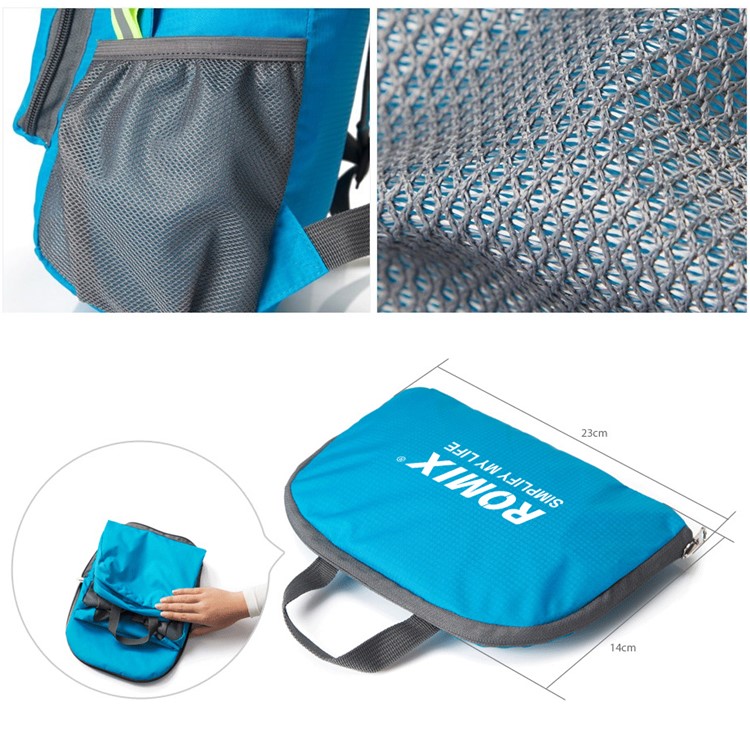 ROMIX RH27 Folding Travel Nylon Splash-proof Backpack Bag - Blue-3