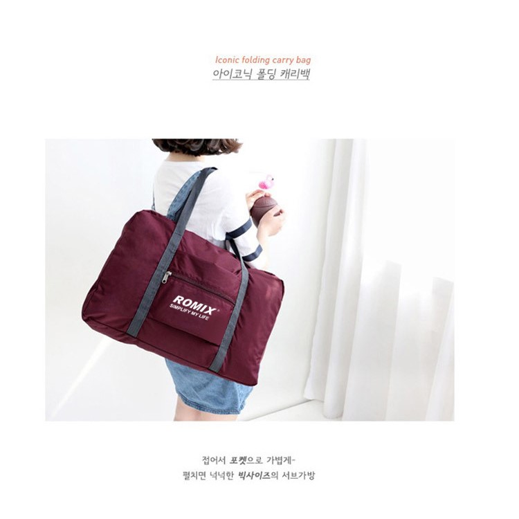 ROMIX RH43 Foldable Travel Waterproof Nylon Handbag - Wine Red-3