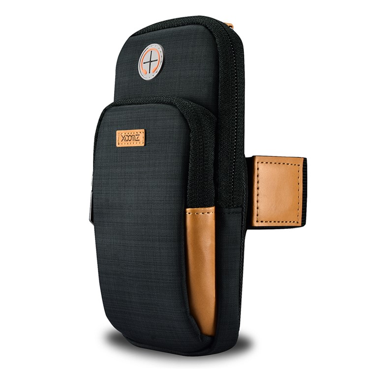 XOOMZ Cloth and PU Leather Mobile Phone Armband Bag, Size: 18 x 9.8 x 3.8cm - Black-1