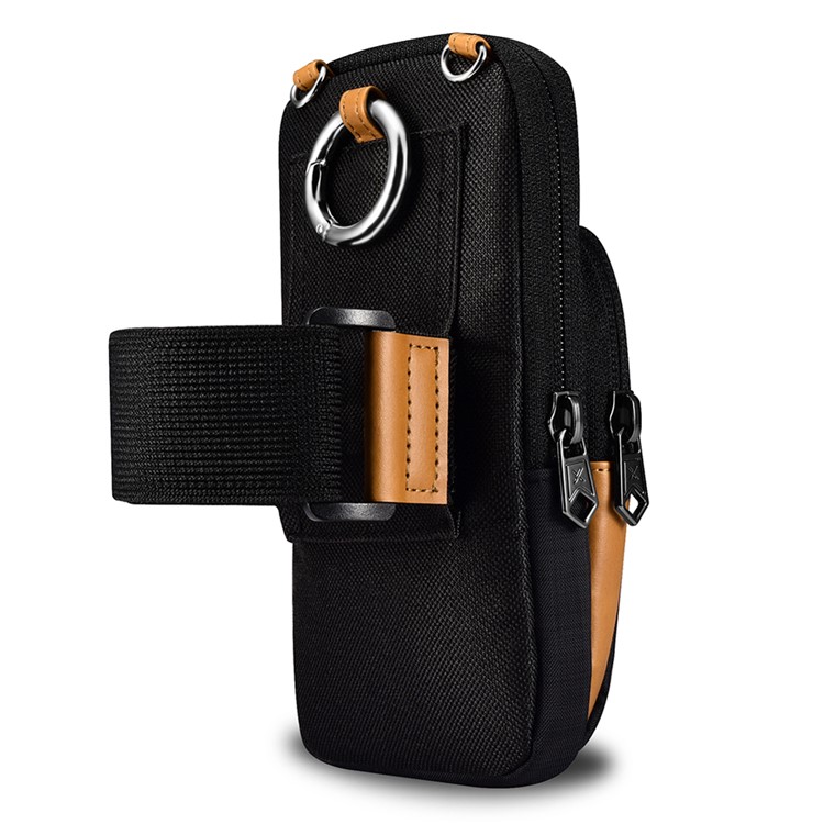 XOOMZ Cloth and PU Leather Mobile Phone Armband Bag, Size: 18 x 9.8 x 3.8cm - Black-2