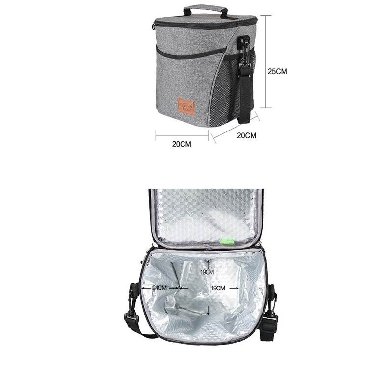 KINNET 9L Oxford Cloth Waterproof Insulation Lunch Box Bag Outdoor Camping Picnic Handbag - Grey-9