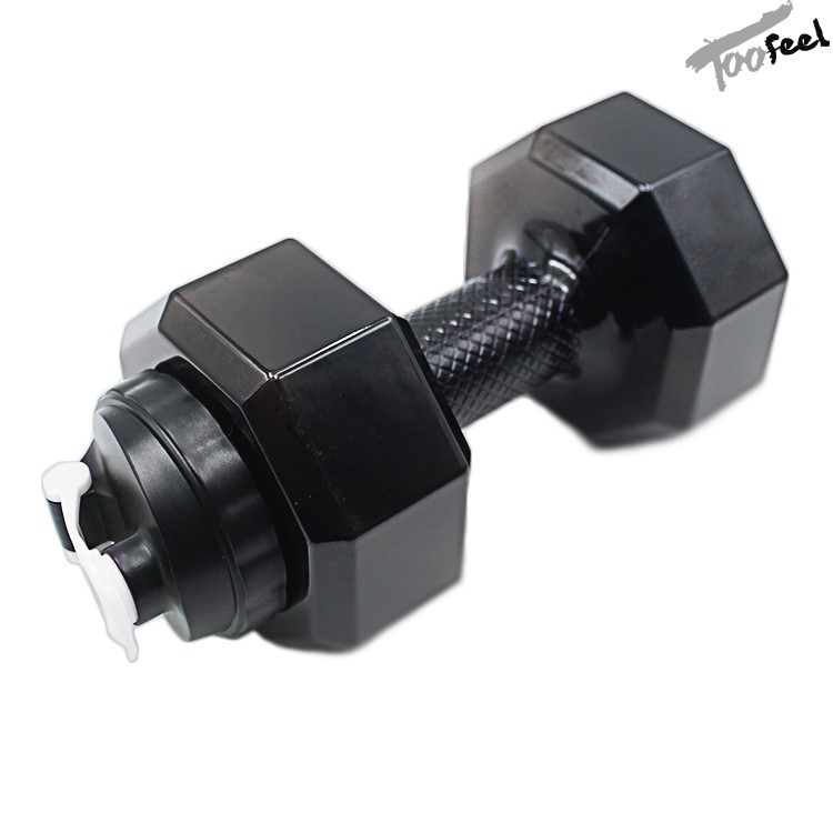 2.2L Dumbbell Water Jug Eco-friendly Sports Fitness Exercise Water Bottle Cup - Black-1