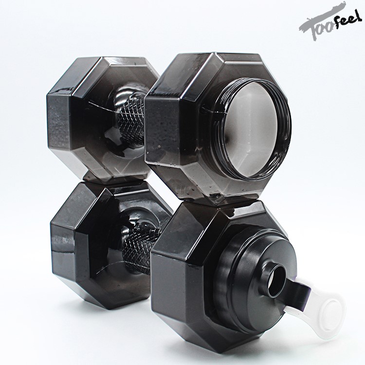 2.2L Dumbbell Water Jug Eco-friendly Sports Fitness Exercise Water Bottle Cup - Black-4