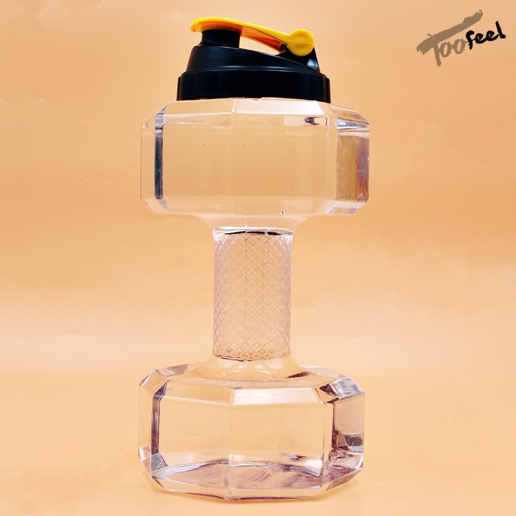 2.2L Dumbbell Shape Water Bottle Fitness Equipment Sport Kettle Space Cup - Transparent-3