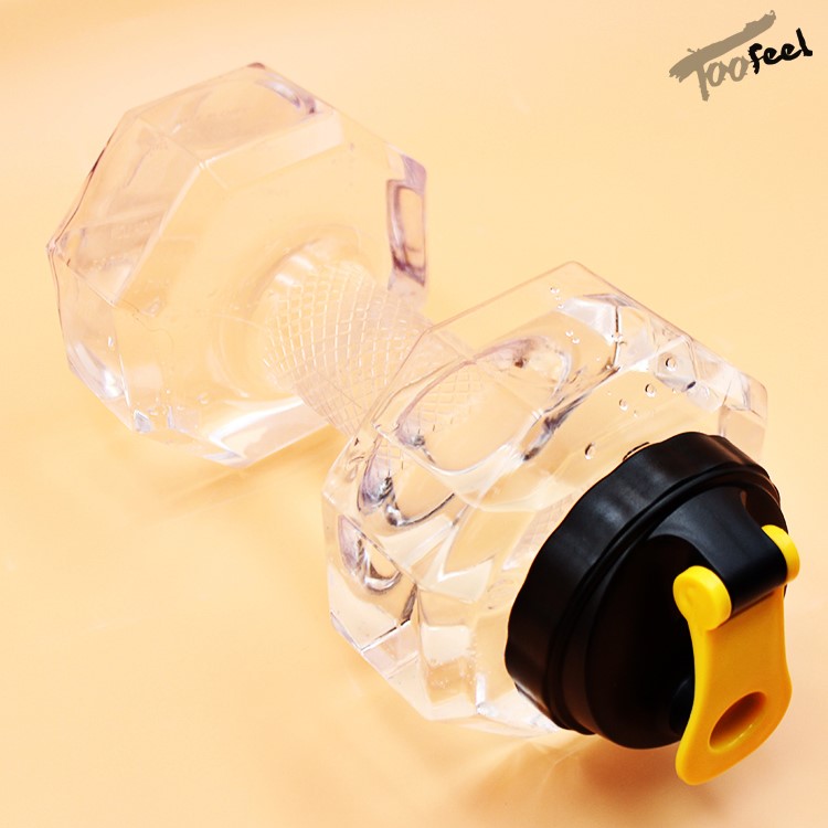 2.2L Dumbbell Shape Water Bottle Fitness Equipment Sport Kettle Space Cup - Transparent-4