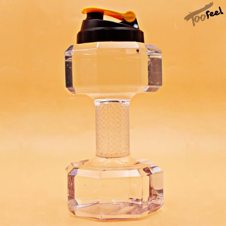 2.2L Dumbbell Shape Water Bottle Fitness Equipment Sport Kettle Space Cup - Transparent-5