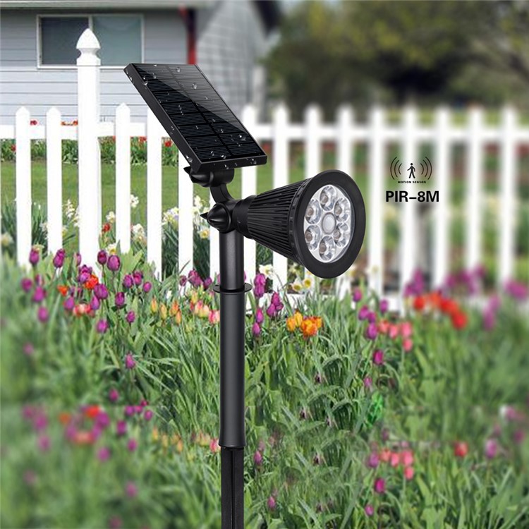 YH0502C-PIR Solar Powered Wall Mount Light Garden Lawn Motion Sensor LED Lamp with White Light for Yard