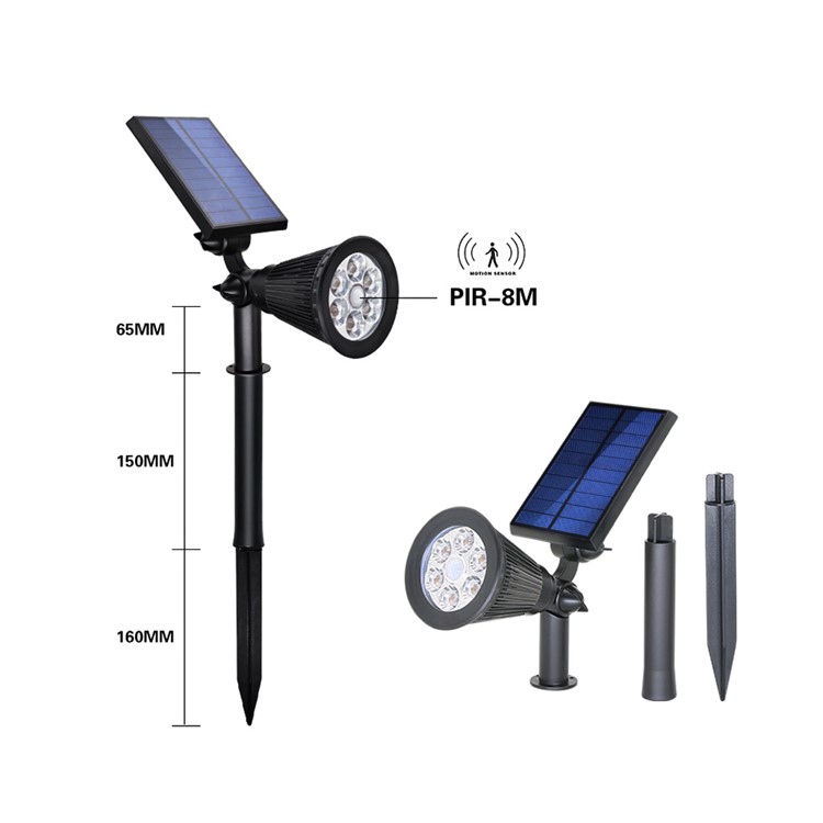 Solar Powered Wall Mount Garden Lawn Motion Sensor LED Lamp 2 in 1 Installation (YH0502C-PIR)-4