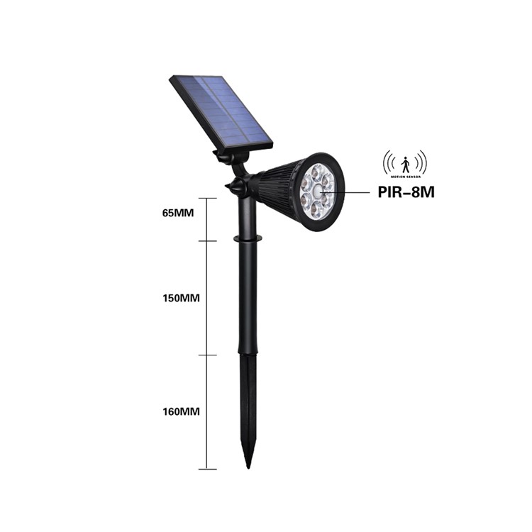 Yh0502c Pir Solar Montaje Solar Montaje de Pared Lámpara de Movimiento de Movimiento de Jardín de Césped Con Luz Blanca Para Patio-6