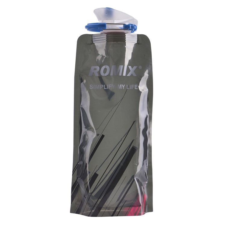 ROMIX RH45 Foldable Sports Water Bottle 0.7L Drinking Bottle with Carabiner for Travel - Black-1