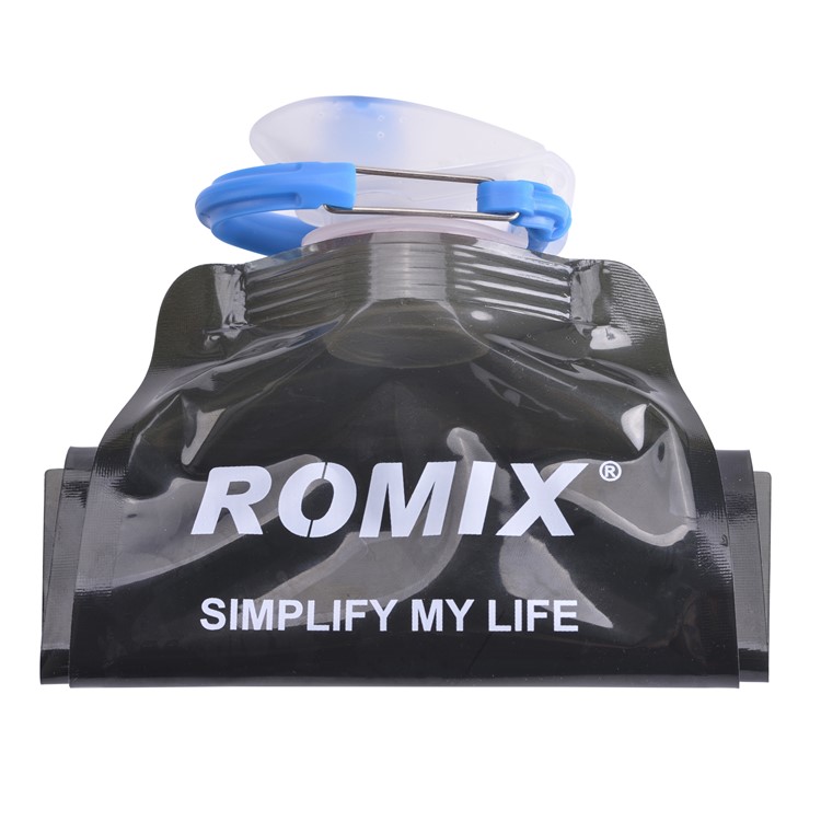 ROMIX RH45 Foldable Sports Water Bottle 0.7L Drinking Bottle with Carabiner for Travel - Black-6