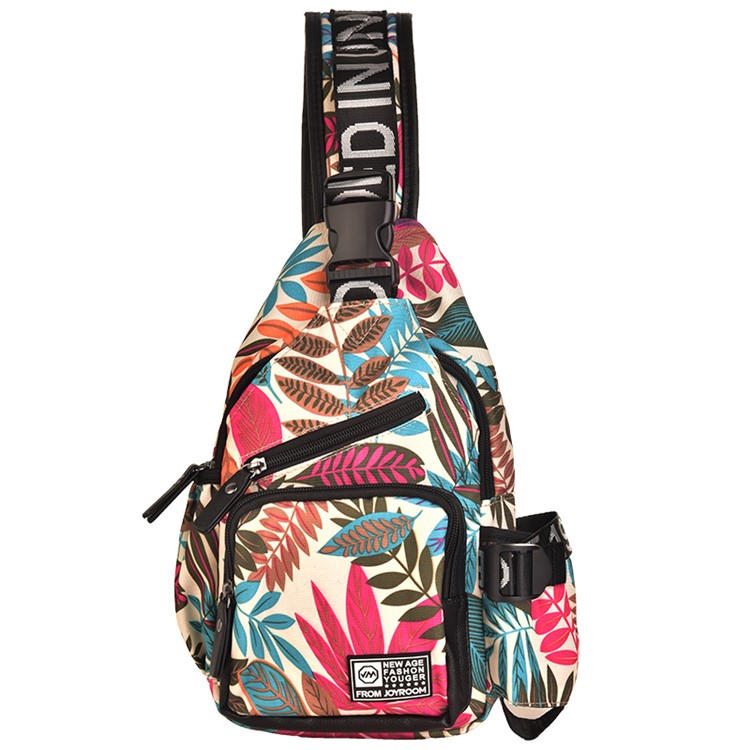 JOYROOM CY153 Leaves Printing Pattern Crossbody Shoulder Pack Messenger Bag - Beige Background-1