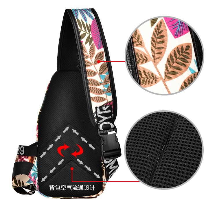JOYROOM CY153 Leaves Printing Pattern Crossbody Shoulder Pack Messenger Bag - Beige Background-4