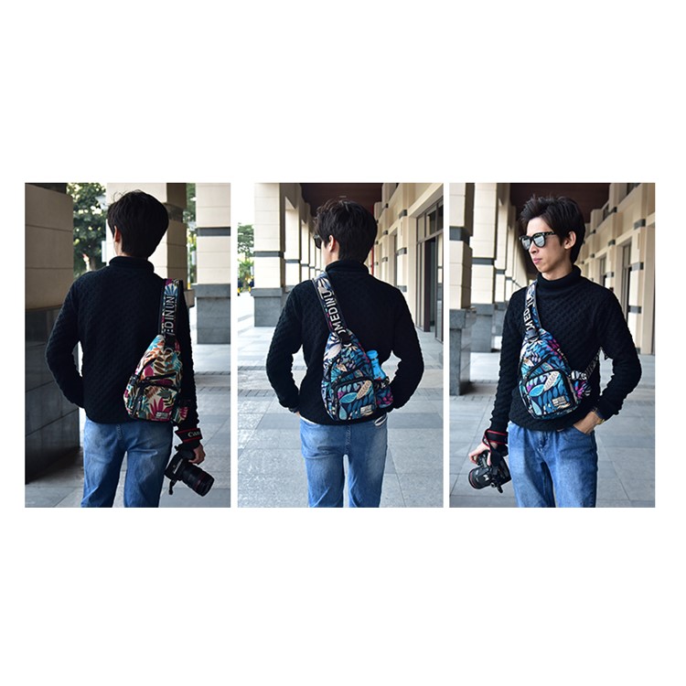 JOYROOM CY153 Leaves Printing Pattern Crossbody Shoulder Pack Messenger Bag - Beige Background-5